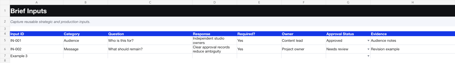 Content Brief Builder workbook preview